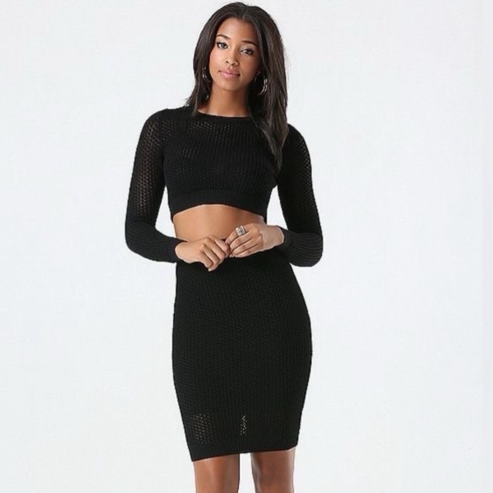 Bebe vintage black knit skirt set